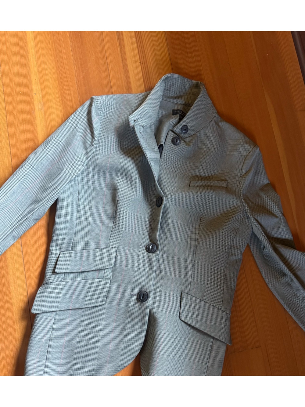 Rag & bone Double-Breasted Glen Plaid Blazer in Light Gray 6